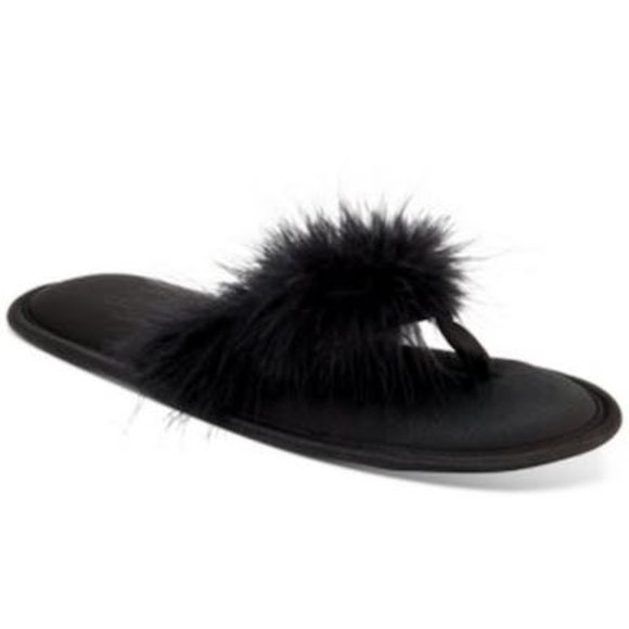 INC International Concepts Womens Marabou Thong Slippers - Picture 1 of 1